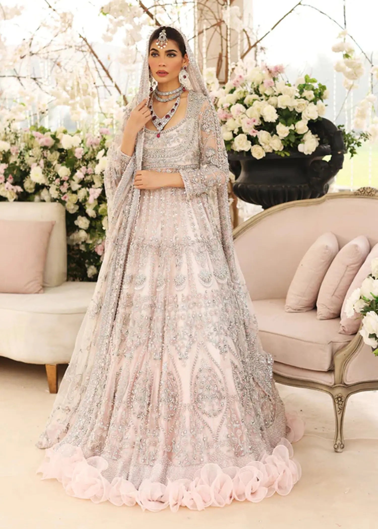 pastel walima dress Bridal valima maxi in pastel colours #reshambridal #ukpakistanifaishon #tariqroadkarachi #weddingdress #pakistanicouture #skyblue