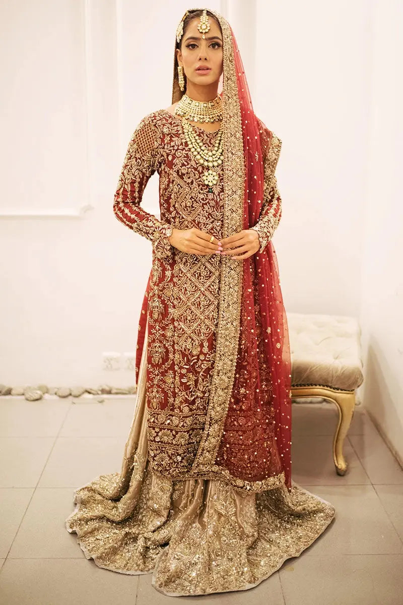 Rani Bridal Dress | Luxury Red Wedding Dress by Reema Ahsan Shirt / XL Rani Bridal Dress | Luxury Red Wedding Dress by Reema Ahsan Shirt / XL