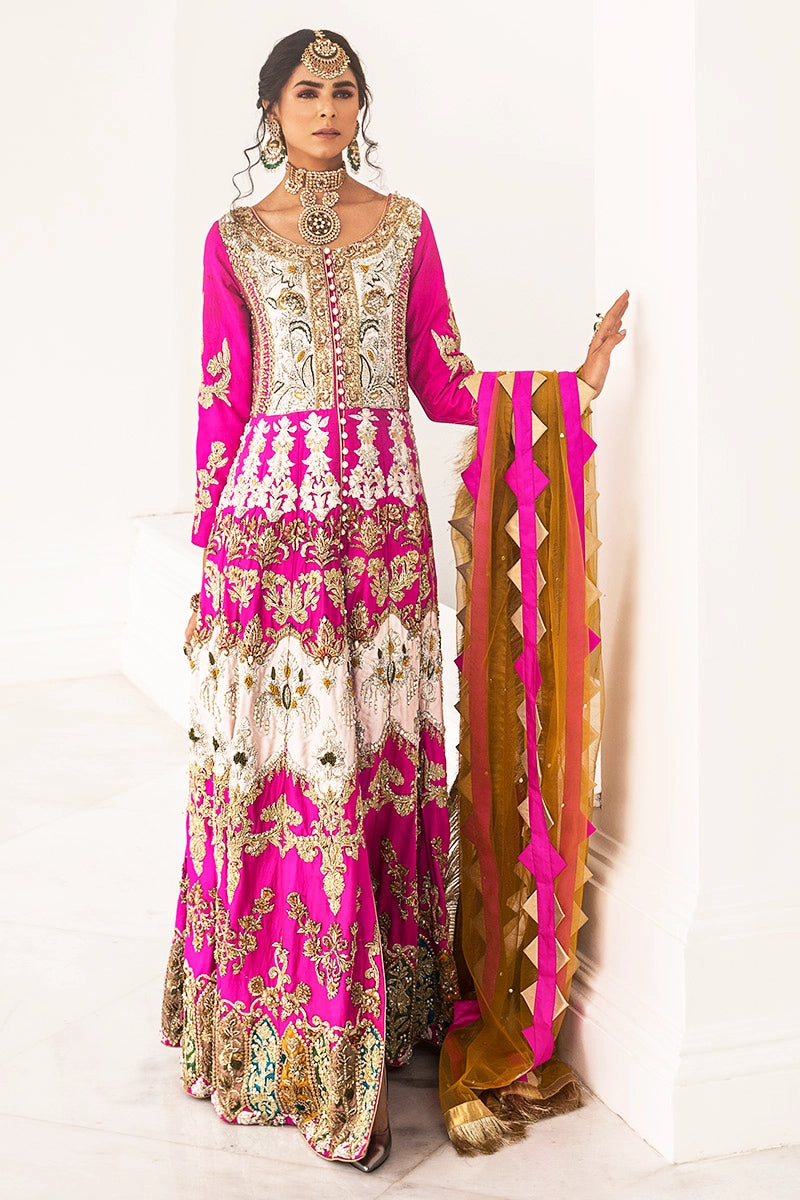 Noor Jehan - Luxurious Magenta Pishwas Bridal Dress by Reema Ahsan