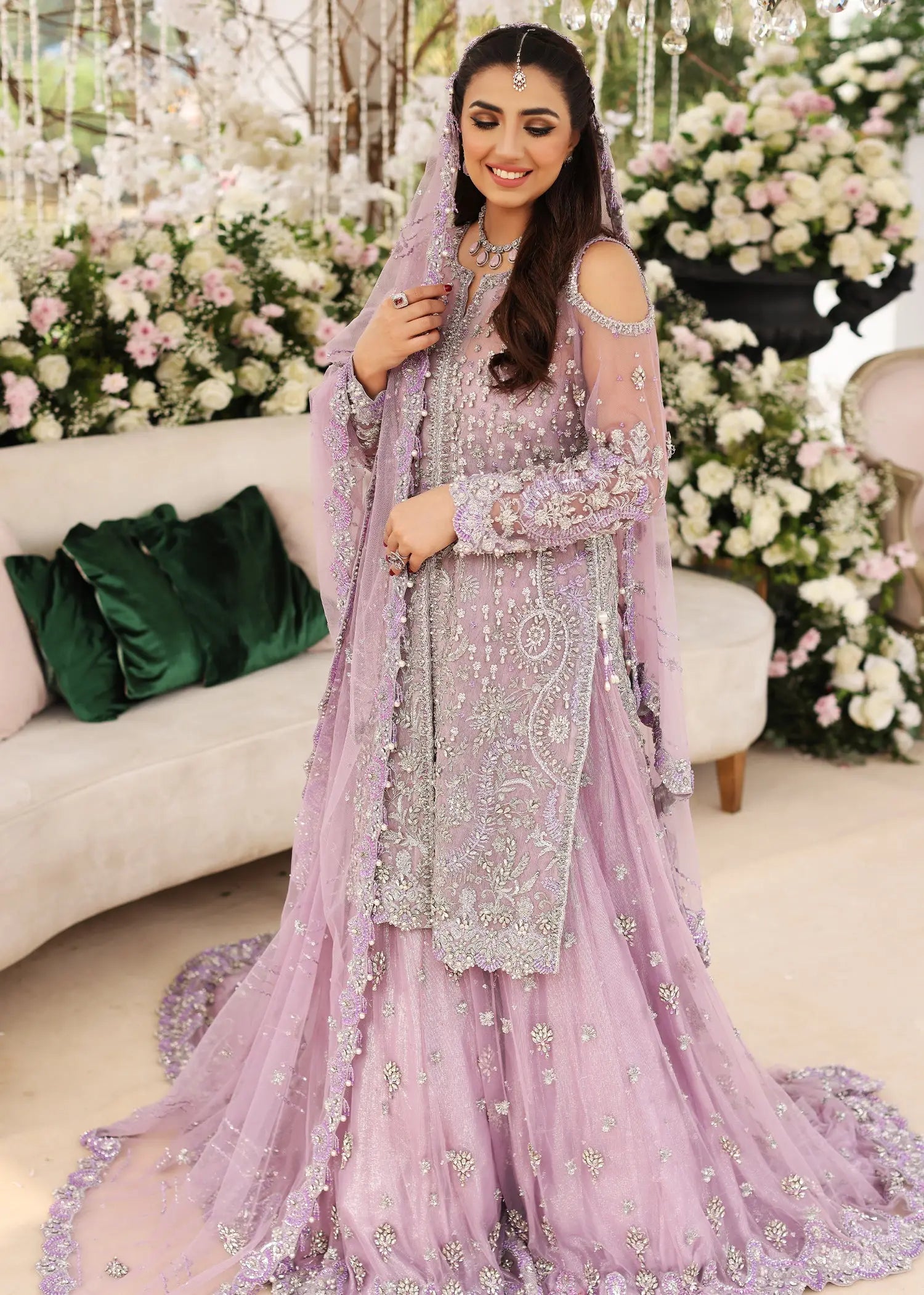 purple wedding dress pakistani Lilac Organza Maxi | Pakistani Designer Wedding Reception/walima/nikah Gown | Indian Suit| Guest Partywear Dress | Eid Outfit | Gift for Her